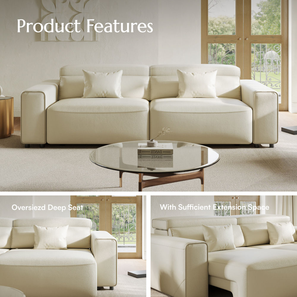 POVISON SEB8006E236 Electric Sleeper Sofa Leather