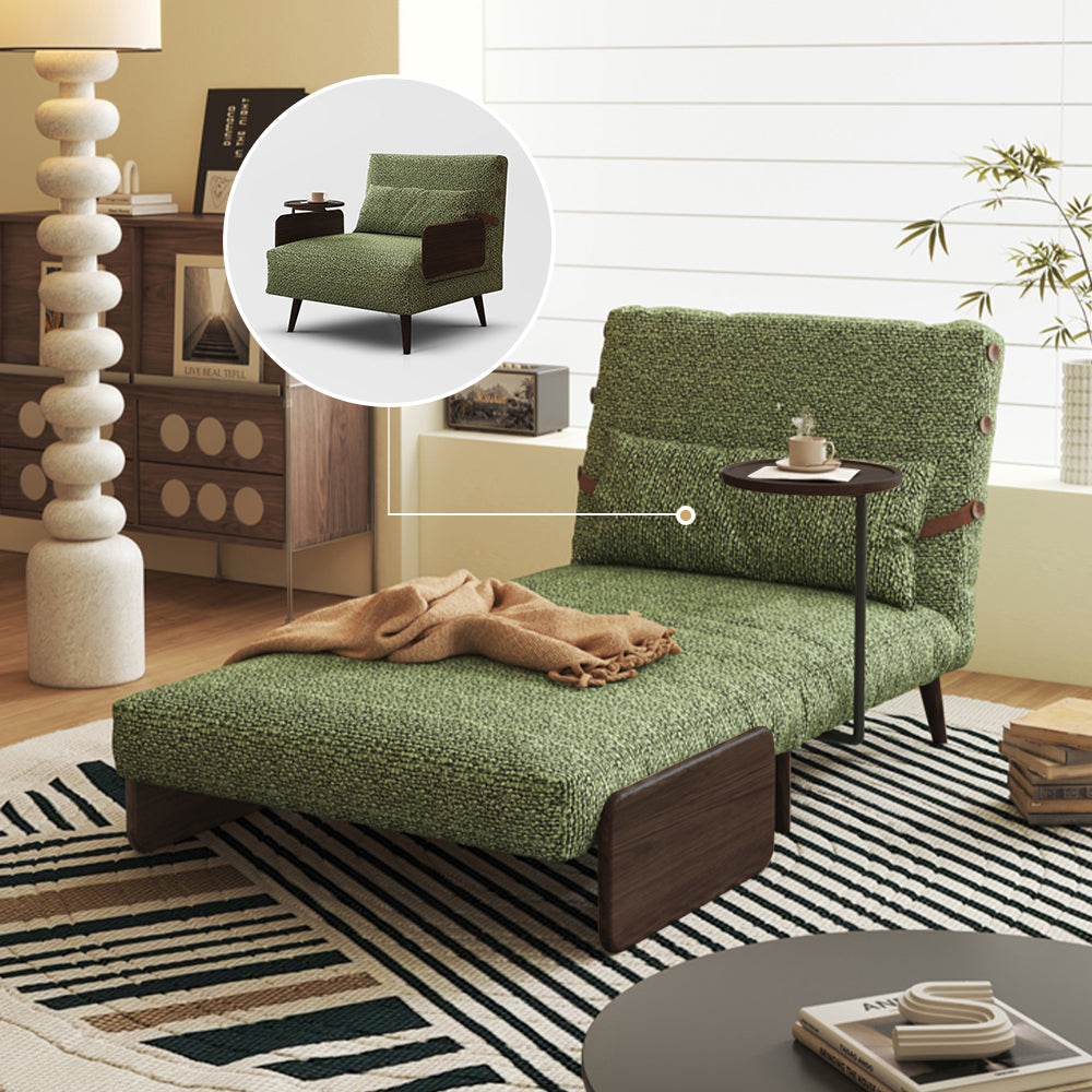 POVISON AC8103G90 Folding Futon Accent Chair with Side Table Fabric