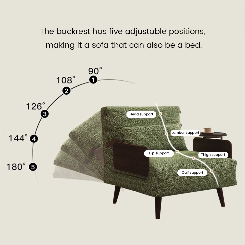 POVISON AC8103G90 Folding Futon Accent Chair with Side Table Fabric