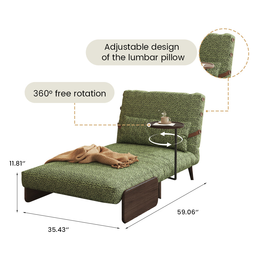 POVISON AC8103G90 Folding Futon Accent Chair with Side Table Fabric