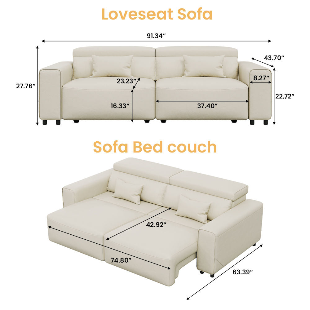 POVISON SEB8006E236 Electric Sleeper Sofa Leather