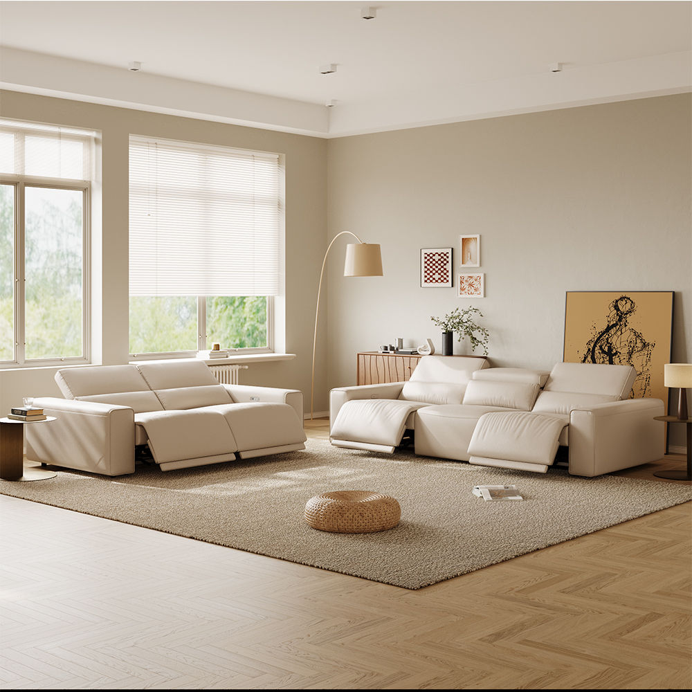 POVISON Power Reclining Living Room Sofa Set Microfiber Leather