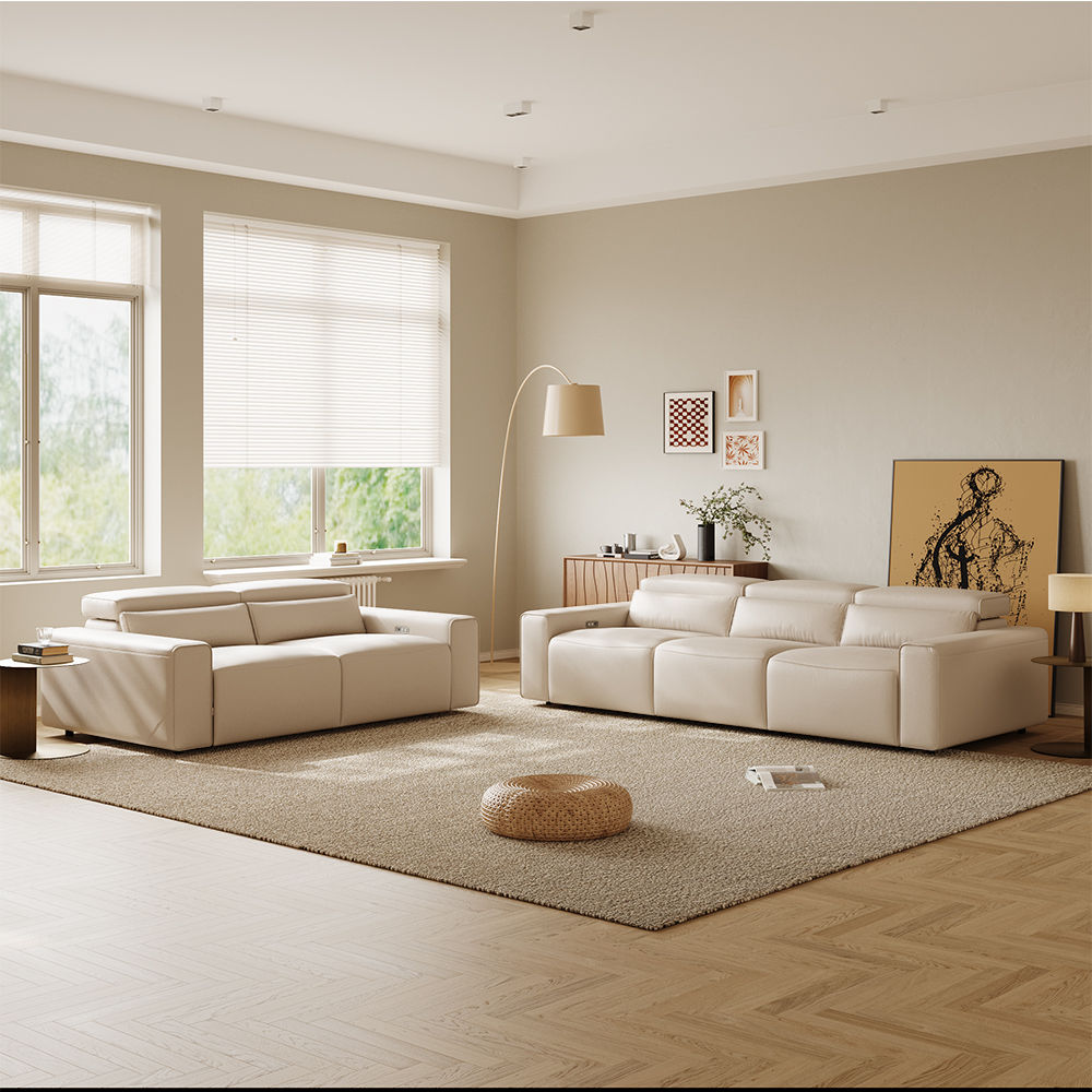 POVISON Power Reclining Living Room Sofa Set Microfiber Leather