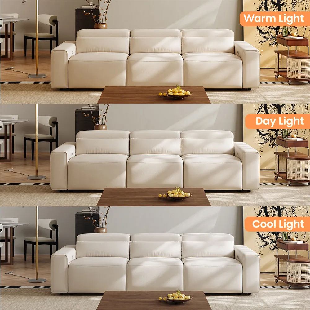 POVISON Power Reclining Living Room Sofa Set Microfiber Leather