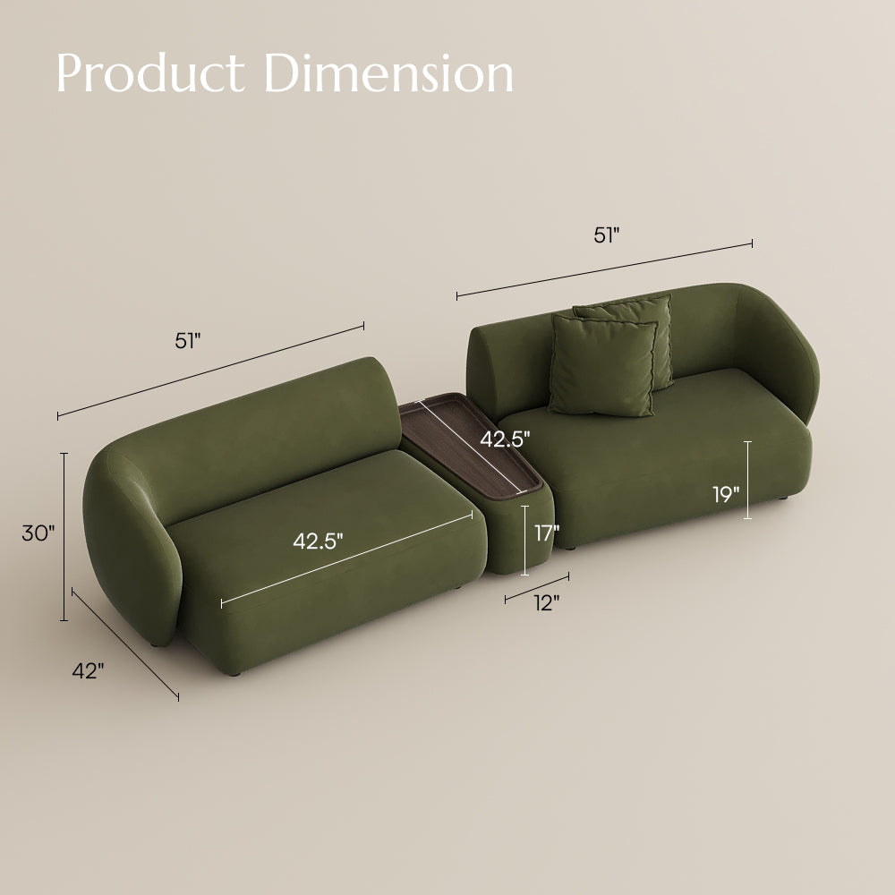 POVISON Curved Deep Modular Sofa with Side Table