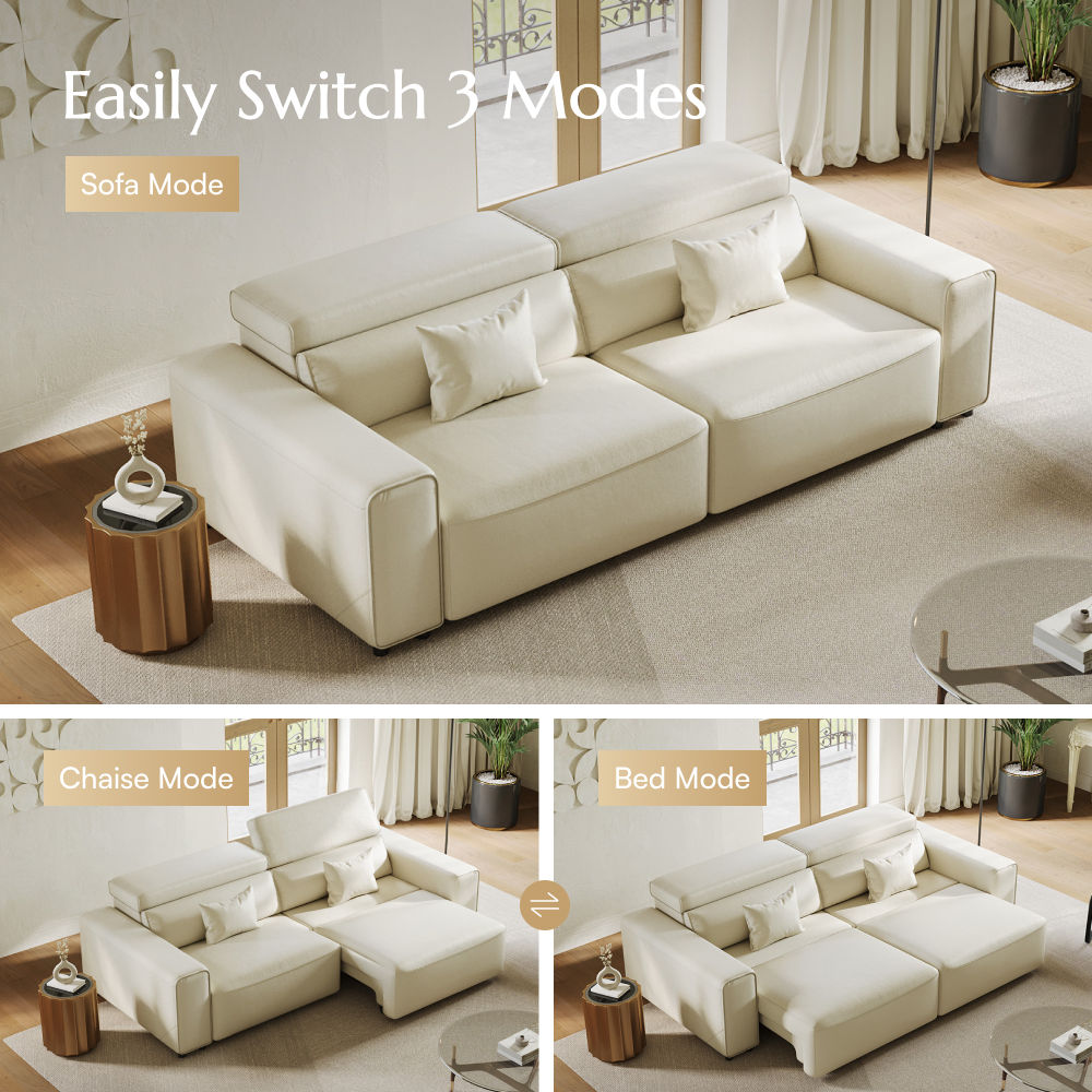 POVISON SEB8006E236 Electric Sleeper Sofa Leather