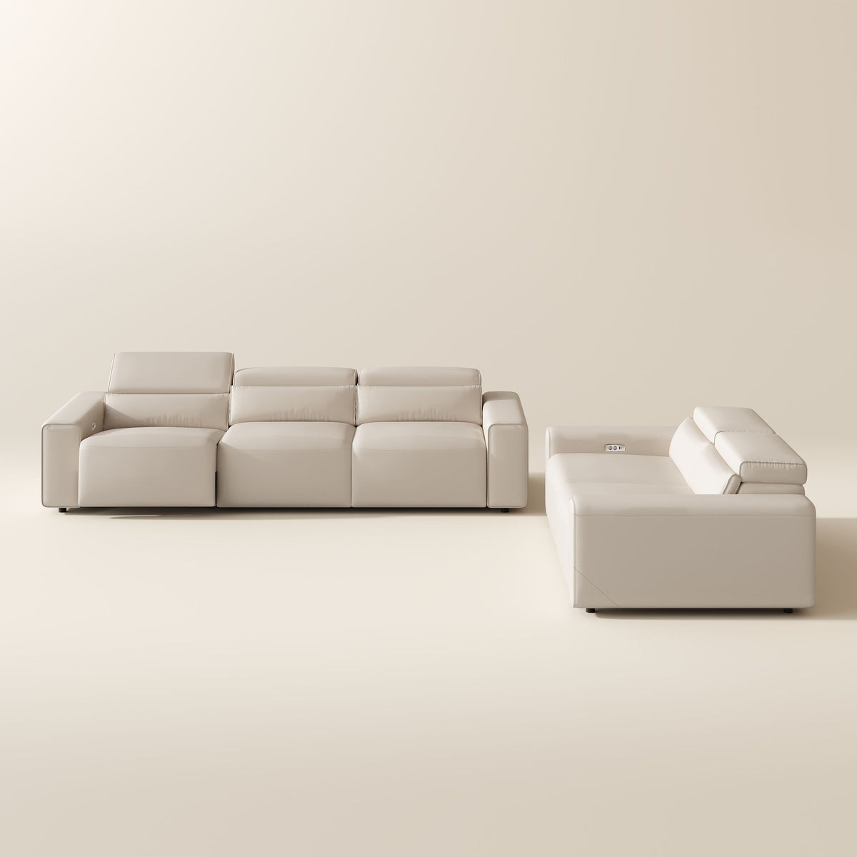 POVISON Power Reclining Living Room Sofa Set Microfiber Leather