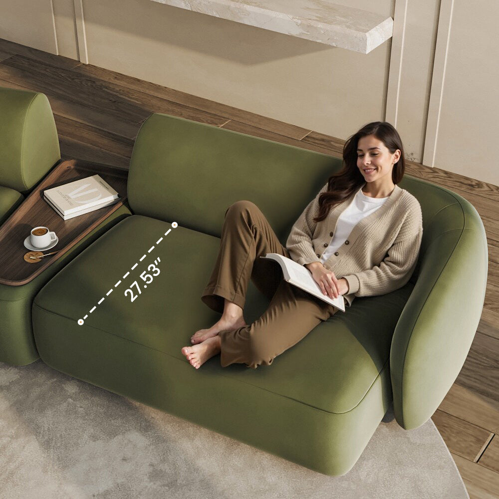 POVISON Curved Deep Modular Sofa with Side Table