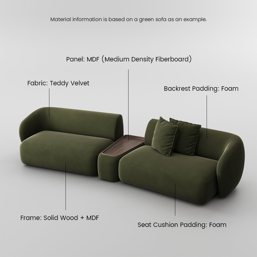 POVISON Curved Deep Modular Sofa with Side Table